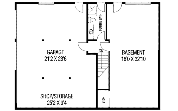 Ranch Floor Plan - Lower Floor Plan #60-125