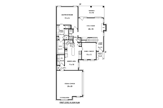 Floor Plan - Main Floor for Traditional House Plan #81-13899 - 3 bed, 2.5 bath