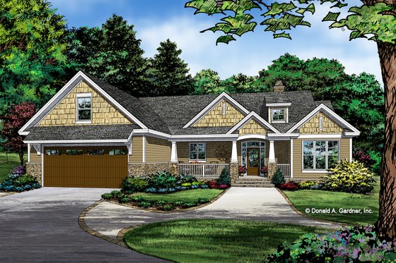 Exterior - Front Elevation 4 for Craftsman House Plan #929-1038 - 3 bed, 2 bath