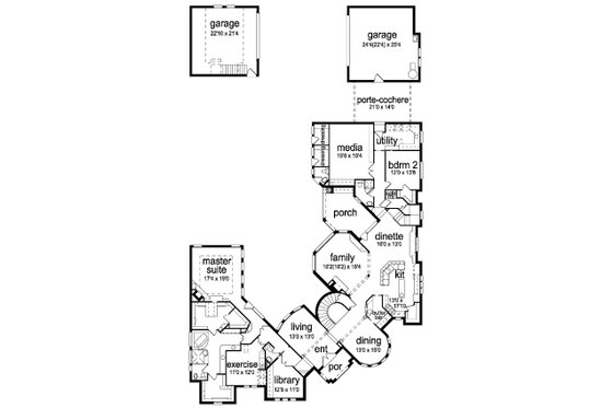 Floor Plan - Main Floor for European House Plan #84-293 - 4 bed, 4 bath