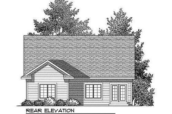 Exterior - Rear Elevation for Farmhouse House Plan #70-897 - 2 bed, 2 bath