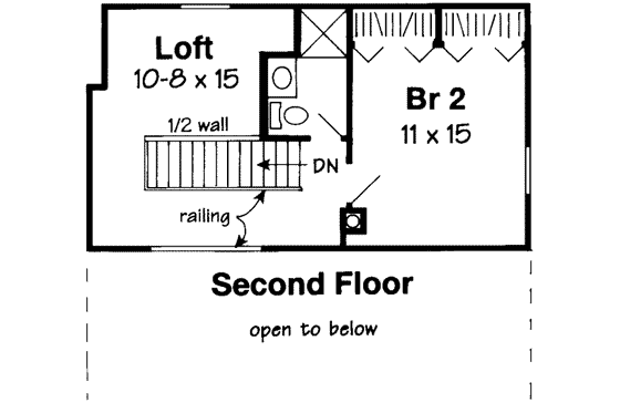 Floor Plan - Upper Floor for Contemporary House Plan #312-413 - 2 bed, 2 bath