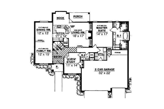 Floor Plan - Main Floor for Traditional House Plan #40-220 - 4 bed, 3 bath
