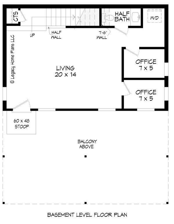 Prairie Floor Plan - Lower Floor Plan #932-752