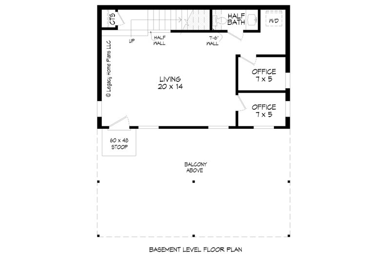Dream House Plan - Floor Plan - Lower Floor for Prairie House Plan #932-752 - 1 bed, 1.5 bath