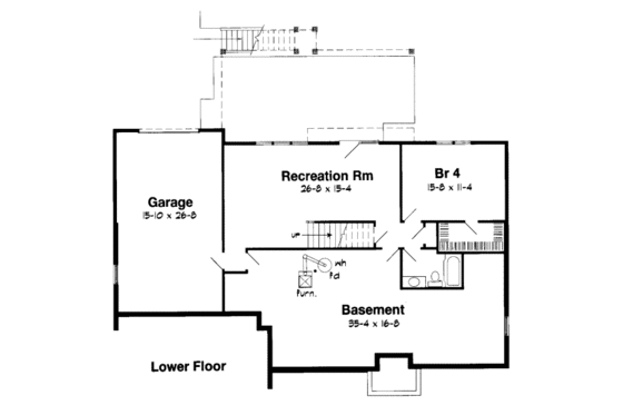 Floor Plan - Lower Floor for European House Plan #312-322 - 4 bed, 3 bath