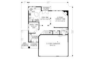 Floor Plan - Main Floor for Craftsman House Plan #53-526 - 4 bed, 2.5 bath