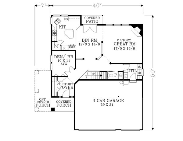 Craftsman Floor Plan - Main Floor Plan #53-526