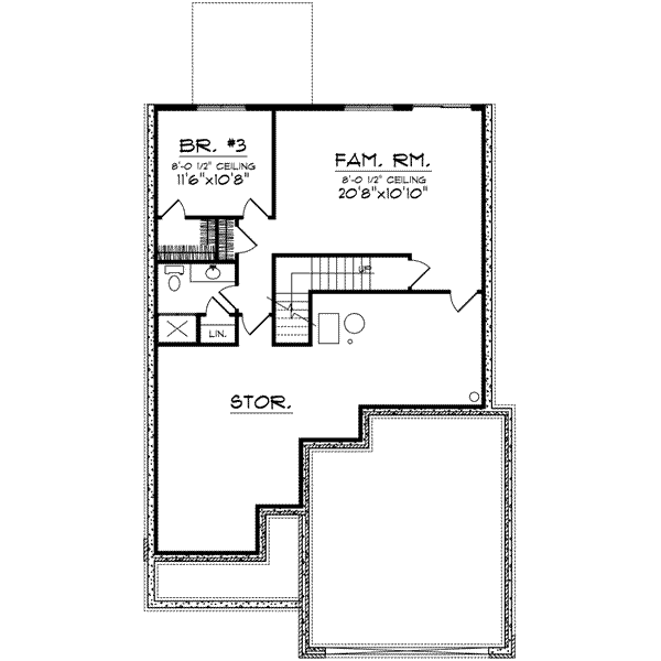 House Blueprint - Traditional Floor Plan - Lower Floor Plan #70-682