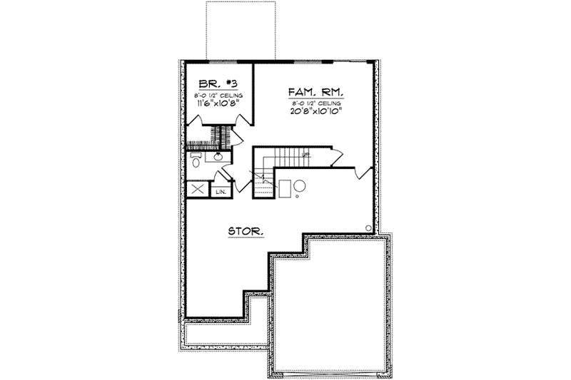 Home Plan - Floor Plan - Lower Floor for Traditional House Plan #70-682 - 3 bed, 2.5 bath