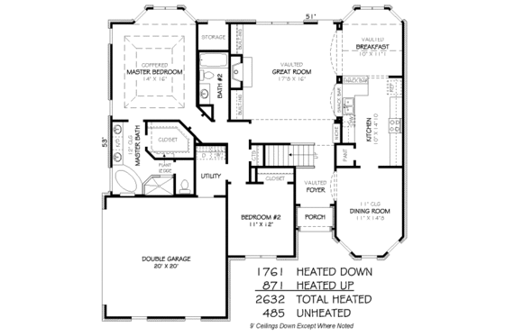 Floor Plan - Main Floor for European House Plan #424-317 - 4 bed, 3 bath