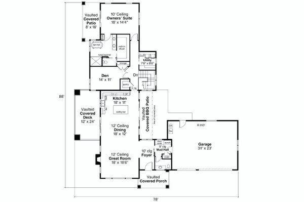 Home Plan - Modern Floor Plan - Main Floor Plan #124-1249