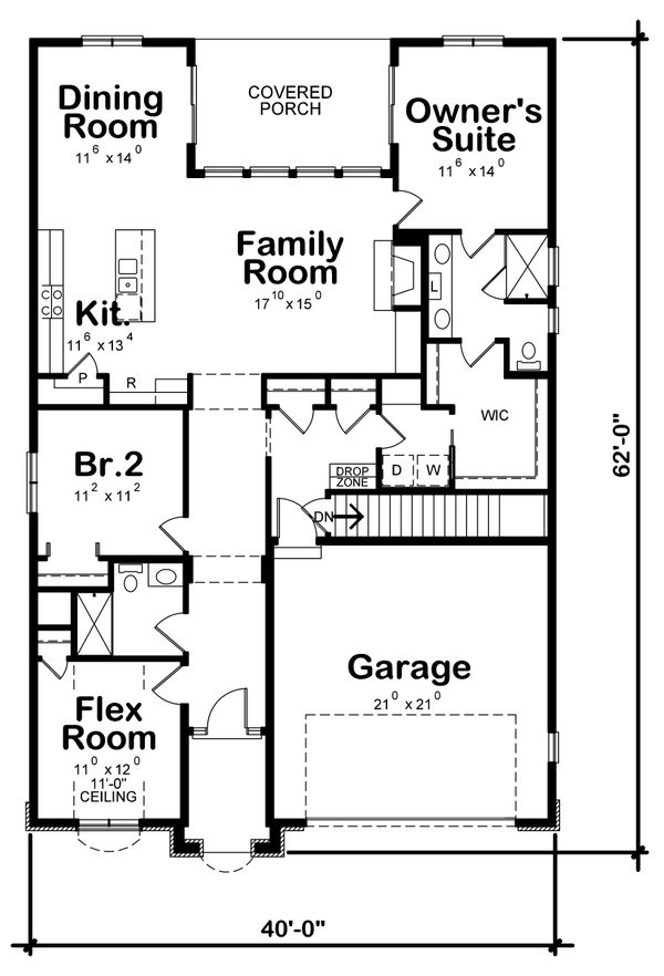 House Blueprint - European Floor Plan - Main Floor Plan #20-2409