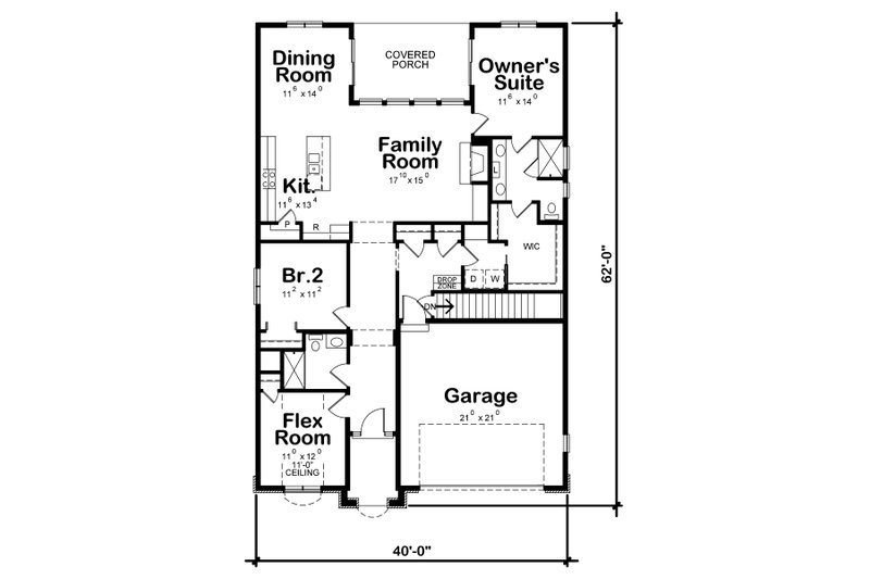 Architectural House Design - Floor Plan - Main Floor for European House Plan #20-2409 - 2 bed, 2 bath