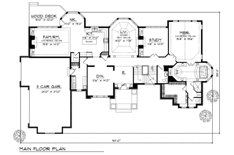 Home Plan - Floor Plan - Main Floor for European House Plan #70-532 - 4 bed, 4.5 bath