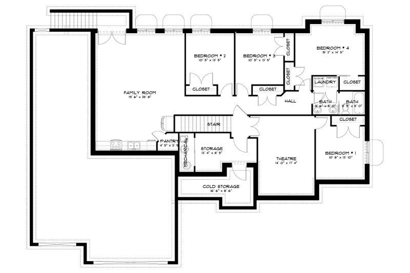 Architectural House Design - Floor Plan - Lower Floor for Traditional House Plan #1060-143 - 3 bed, 2.5 bath