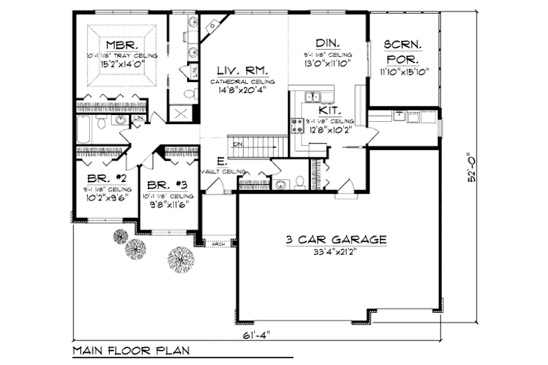 Home Plan - Floor Plan - Main Floor House Plan #70-929 - 3 bed, 2.5 bath