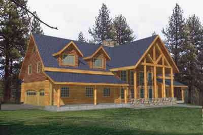 House Design - Log Exterior - Front Elevation Plan #117-271
