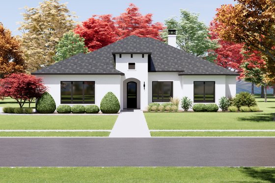 Exterior - Front Elevation 4 for Mediterranean House Plan #1096-97 - 4 bed, 2 bath