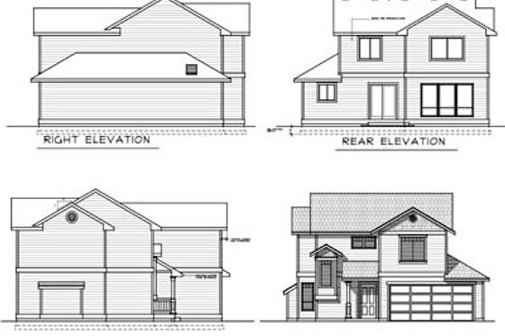 Exterior - Rear Elevation for Traditional House Plan #100-417 - 3 bed, 2.5 bath