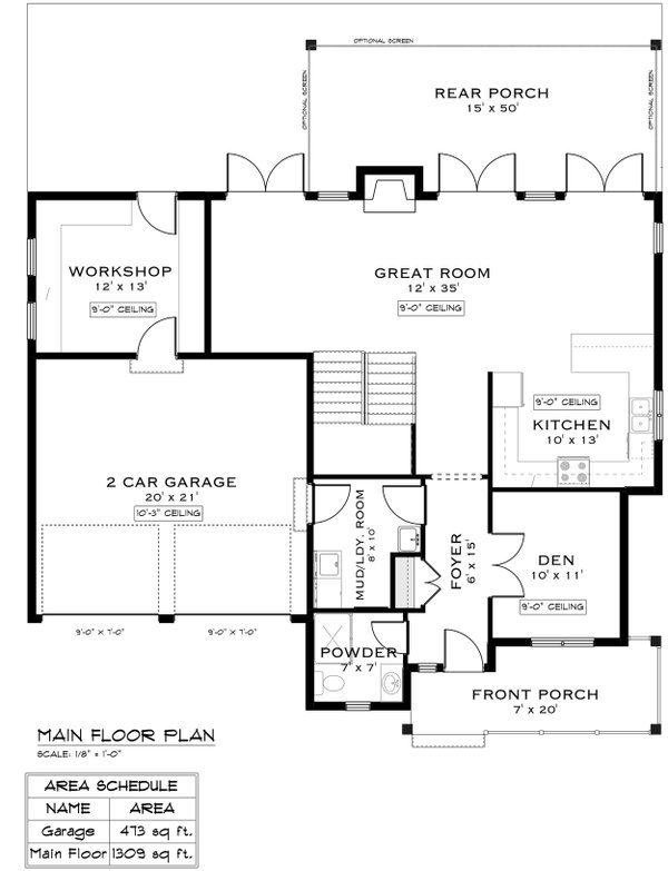 Farmhouse Floor Plan - Main Floor Plan #1101-11