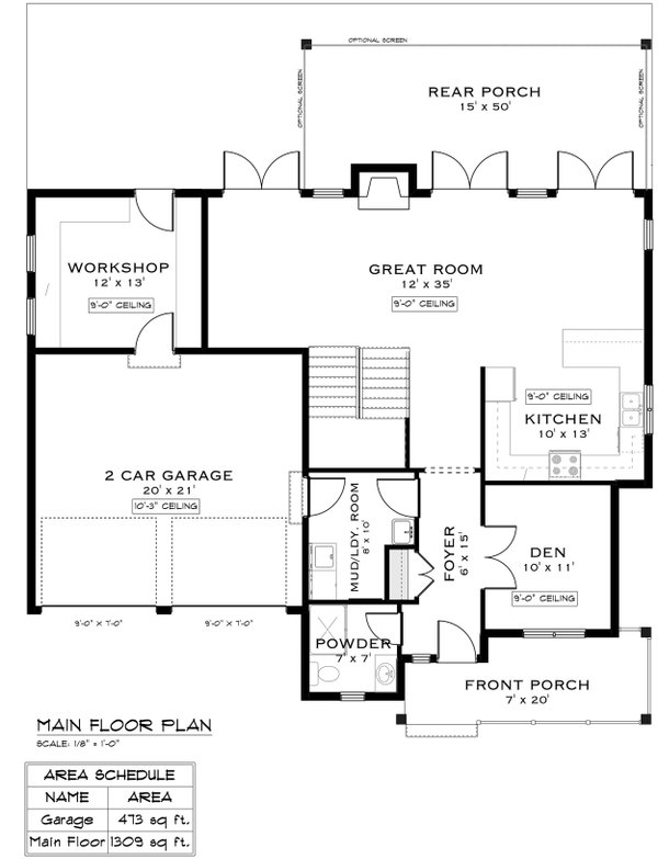 Farmhouse Floor Plan - Main Floor Plan #1101-11