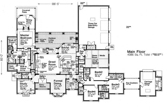 Floor Plan - Main Floor for European House Plan #310-1294 - 4 bed, 4.5 bath