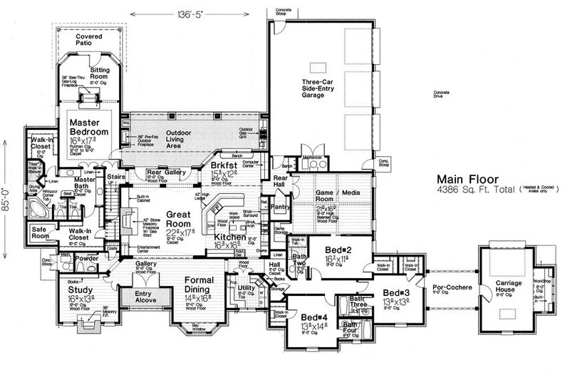 Dream House Plan - Floor Plan - Main Floor for European House Plan #310-1294 - 4 bed, 4.5 bath