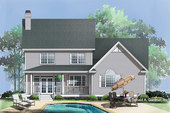 Exterior - Rear Elevation for Country House Plan #929-596 - 4 bed, 2.5 bath