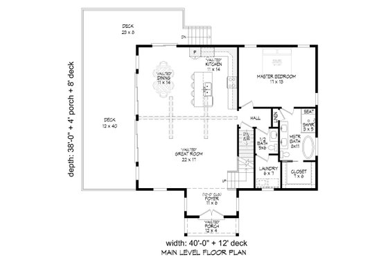 Floor Plan - Main Floor for Southern House Plan #932-902 - 3 bed, 3 bath