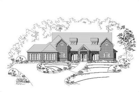 Exterior - Front Elevation for European House Plan #411-604 - 4 bed, 3.5 bath