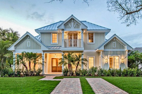 Exterior - Front Elevation for Beach House Plan #27-486 - 5 bed, 7 bath