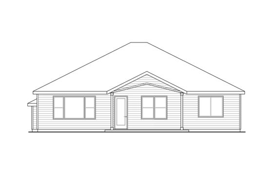 Exterior - Rear Elevation for Ranch House Plan #124-1029 - 3 bed, 2 bath