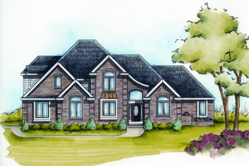 European Style House Plan - 4 Beds 3.5 Baths 3060 Sq/Ft Plan #20-2117