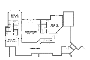 Floor Plan - Lower Floor for Farmhouse House Plan #67-774 - 5 bed, 4 bath