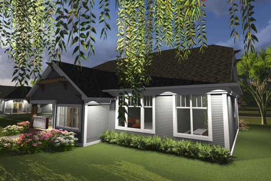 Exterior - Rear Elevation for Ranch House Plan #70-1243 - 3 bed, 2 bath