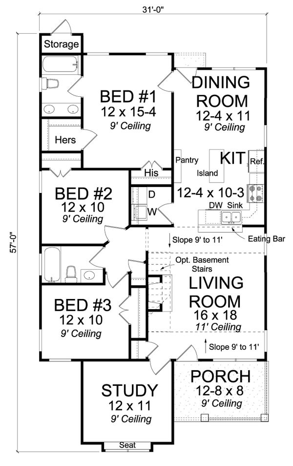 Home Plan - Cottage Floor Plan - Main Floor Plan #513-2092