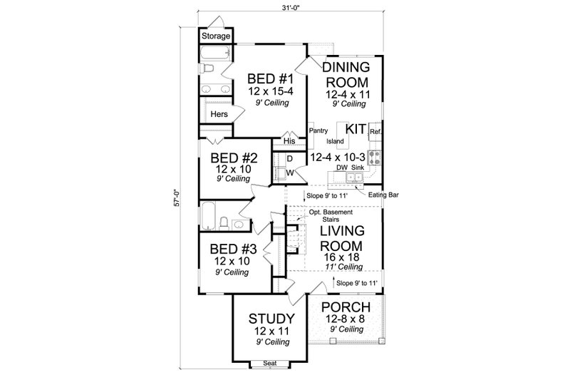 Dream House Plan - Floor Plan - Main Floor for Cottage House Plan #513-2092 - 3 bed, 2 bath