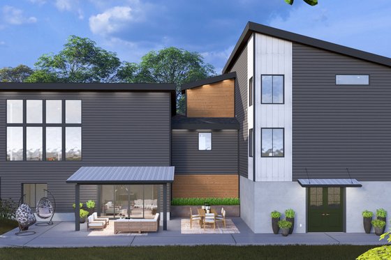 Exterior - Rear Elevation 1 for Modern House Plan #1060-236 - 4 bed, 4 bath