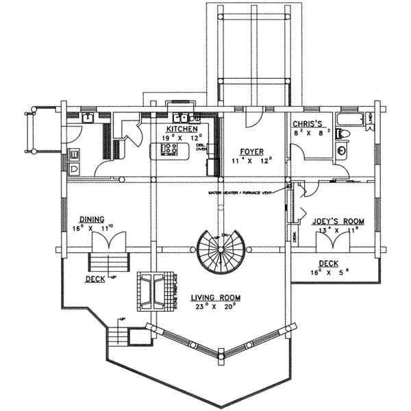 Home Plan - Log Floor Plan - Main Floor Plan #117-102