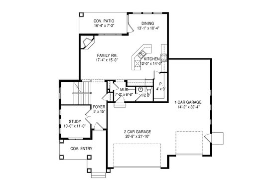 Floor Plan - Main Floor for Traditional House Plan #920-92 - 4 bed, 3.5 bath