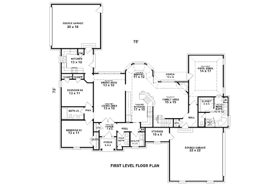 Floor Plan - Main Floor for European House Plan #81-13827 - 3 bed, 2.5 bath