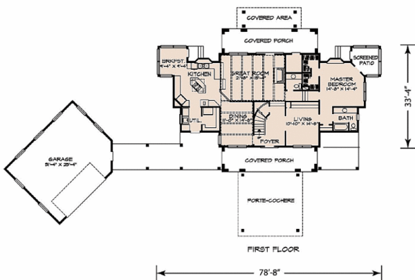 Adobe / Southwestern Floor Plan - Main Floor Plan #140-142
