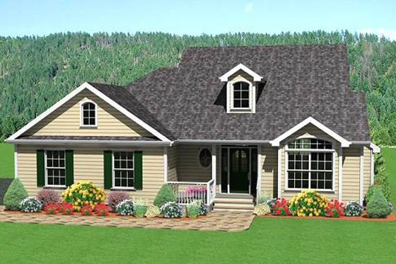 Exterior - Front Elevation for Traditional House Plan #75-107 - 3 bed, 2.5 bath