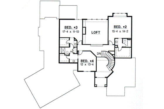 Floor Plan - Upper Floor for Traditional House Plan #67-458 - 4 bed, 3.5 bath