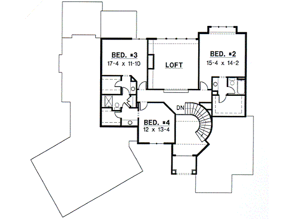 Traditional Floor Plan - Upper Floor Plan #67-458