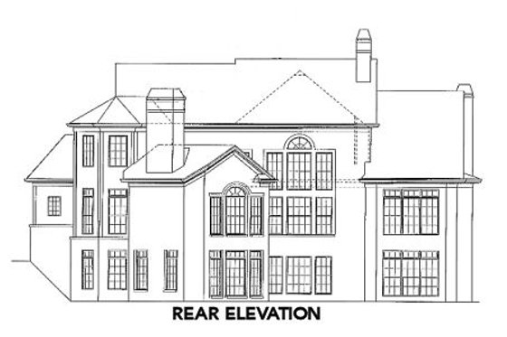 Exterior - Rear Elevation for European House Plan #54-142 - 5 bed, 5.5 bath