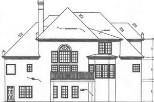 Exterior - Rear Elevation for European House Plan #129-154 - 4 bed, 3.5 bath