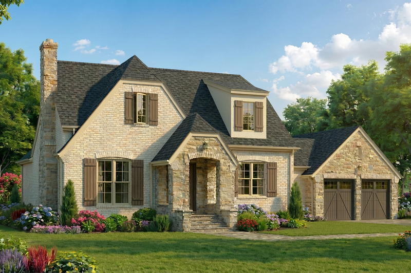 Home Plan - Exterior - Front Elevation 2 for Cottage House Plan #923-489 - 3 bed, 3.5 bath