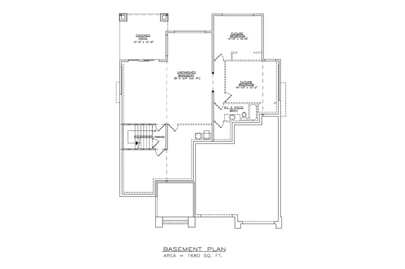 House Design - Floor Plan - Lower Floor for Modern House Plan #1100-2 - 2 bed, 2 bath